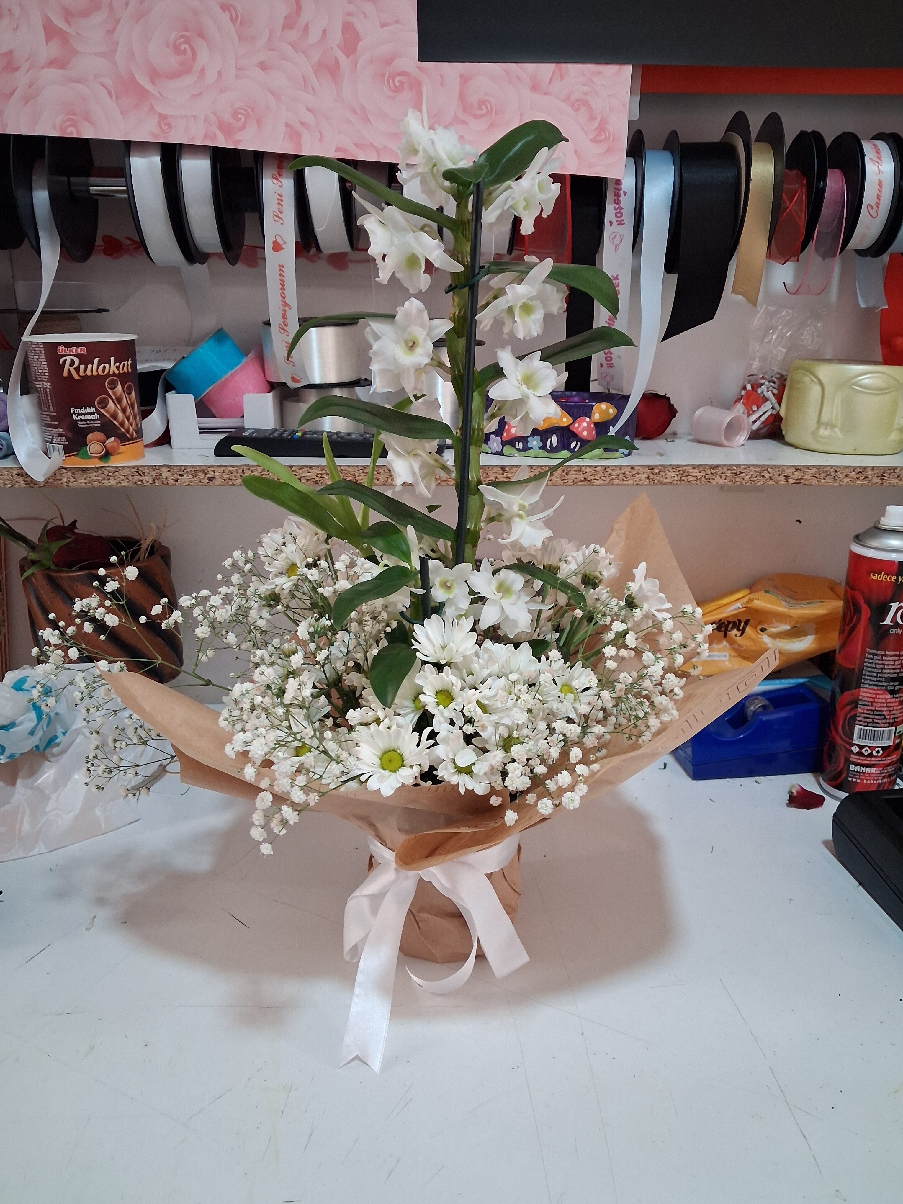 Bambu Orkide ve papatya demeti - Görsel 3