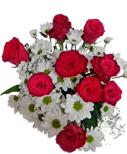 Siyah Cam Vazoda Gül ve Papatya  - Görsel 2