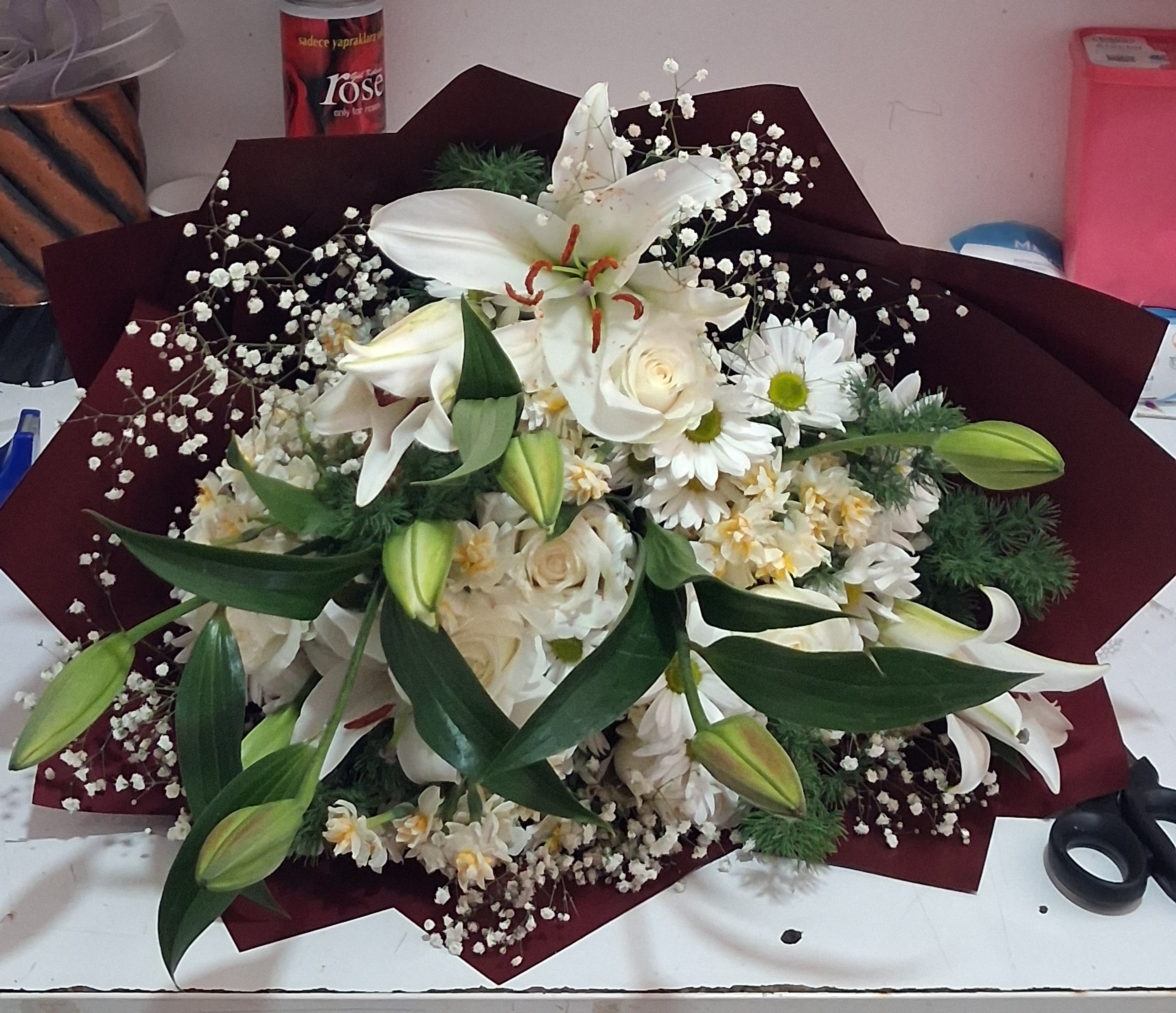 Beyaz düşler nergis buketi - Görsel 4