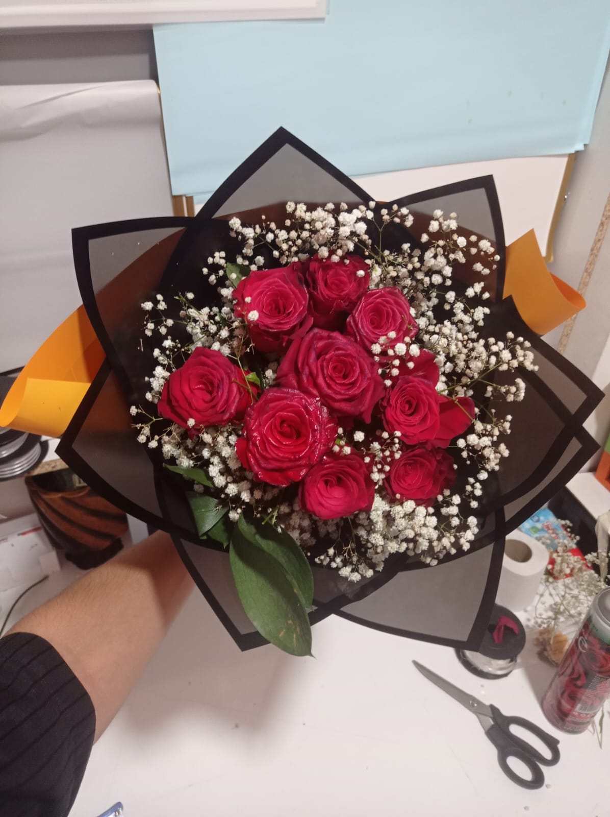 9 adet kırmızı gül 